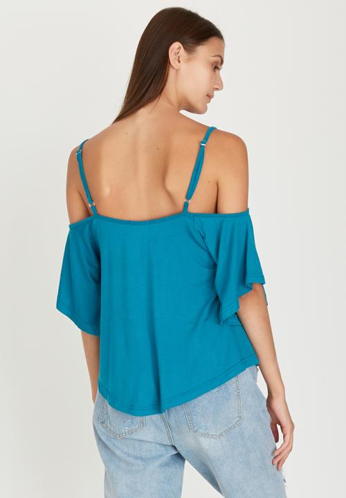 c(inch) - Cold Shoulder T-shirt Blue