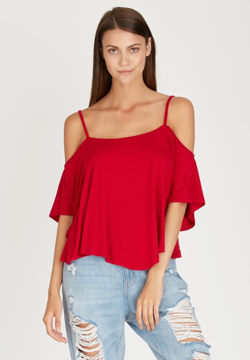 c(inch) - Cold Shoulder T-shirt Red