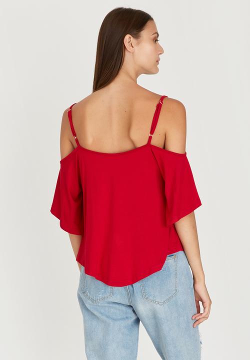 c(inch) - Cold Shoulder T-shirt Red