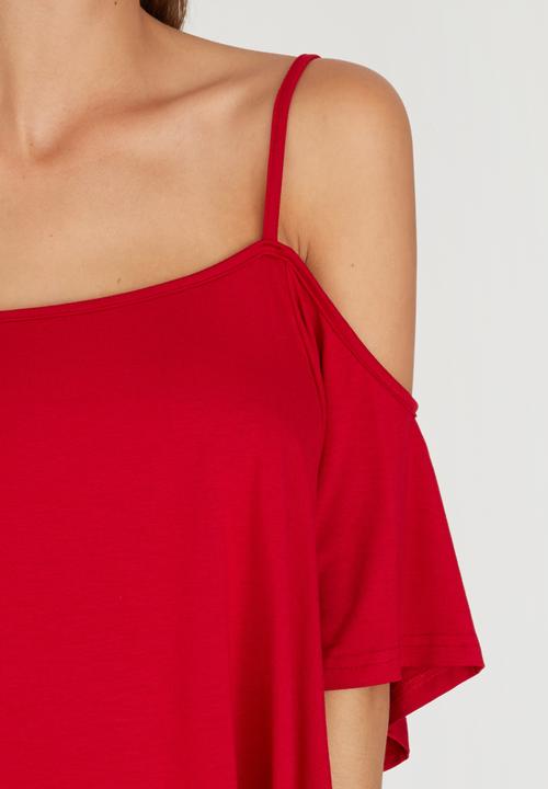 c(inch) - Cold Shoulder T-shirt Red