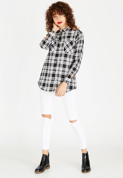 Brave Soul - Plaid Shirt Black and White