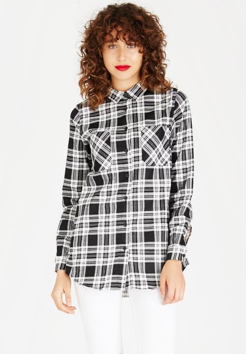 Brave Soul - Plaid Shirt Black and White