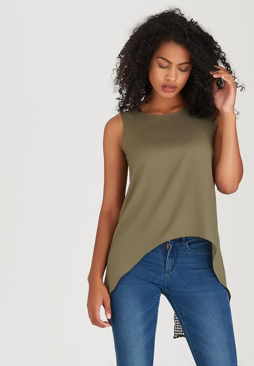 edit - Cami with Back Lace Detail Khaki Green