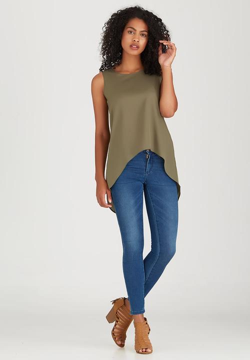 edit - Cami with Back Lace Detail Khaki Green