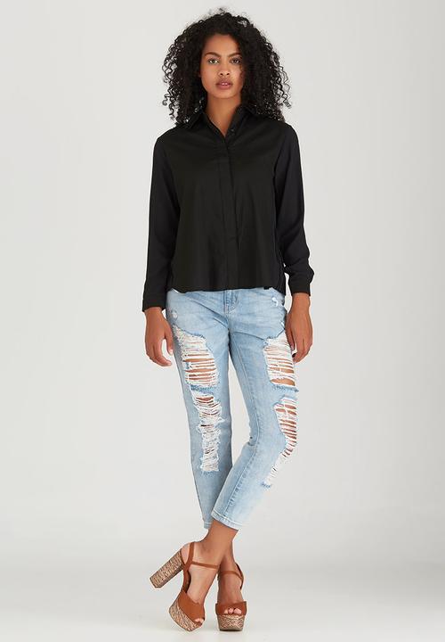 STYLE REPUBLIC - Pleated Back Shirt Black
