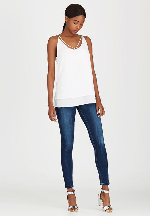G Couture - Double Layered Strappy Cami Milk