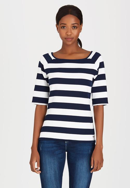 G Couture - Stripe Boatneck Blue and White