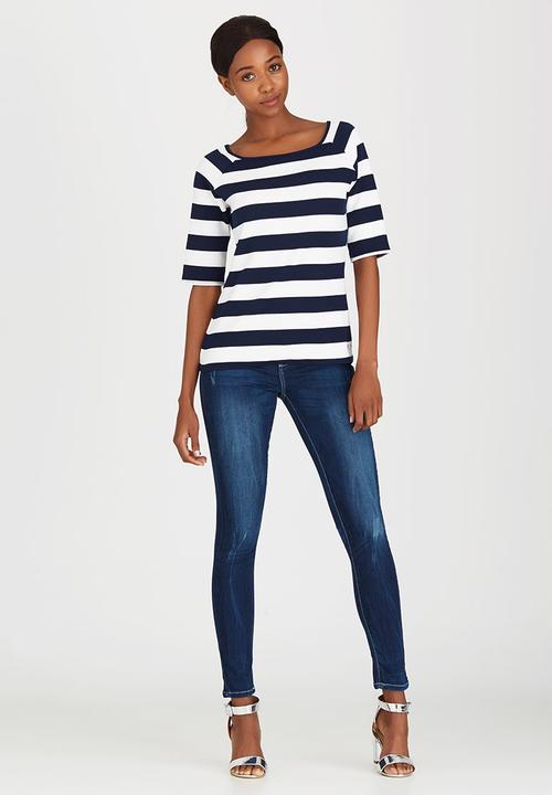 G Couture - Stripe Boatneck Blue and White
