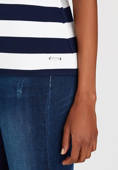 G Couture - Stripe Boatneck Blue and White