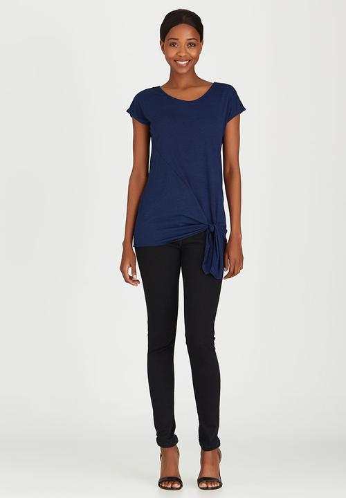 edit - Tie Front T-shirt Navy