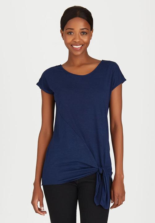 edit - Tie Front T-shirt Navy
