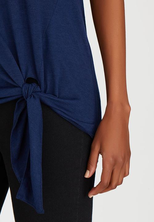 edit - Tie Front T-shirt Navy
