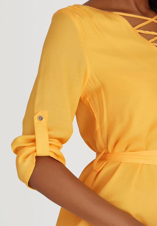 G Couture - Fixed Lace-up Tunic Yellow
