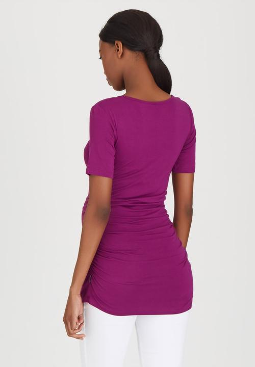 Cherry Melon - Side Gauge Short Sleeve Top Mid Purple