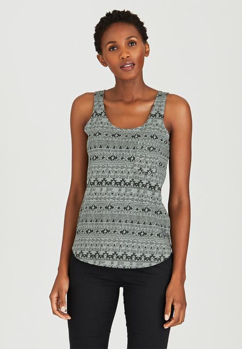 JEEP - Aztec Printed Vest Dark Green