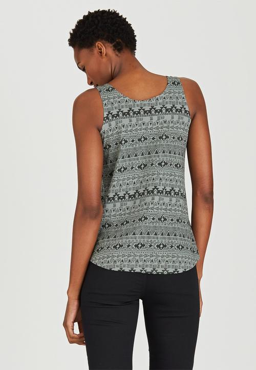 JEEP - Aztec Printed Vest Dark Green