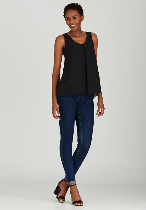 edit - Woven Knit Combo Cami Black