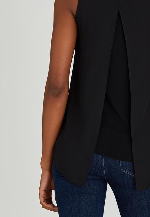 edit - Woven Knit Combo Cami Black