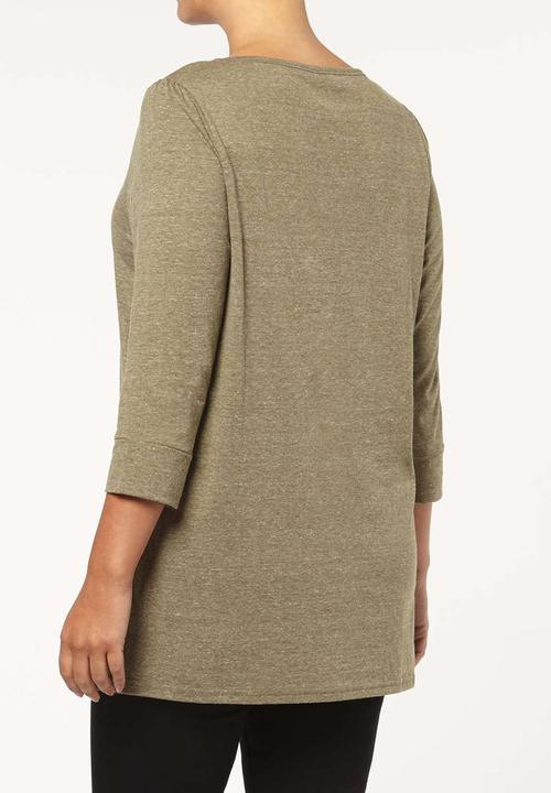 EVANS - 3/4 Sleeve T-shirt Khaki Green