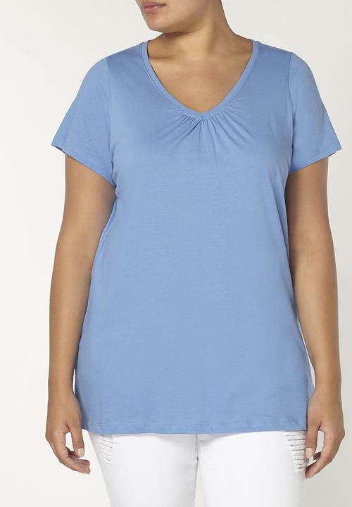 EVANS - Essential V-neck T-shirt Pale Blue