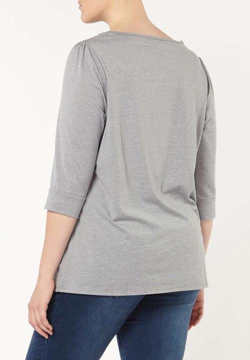 EVANS - 3/4 Sleeve T-shirt Pale Grey