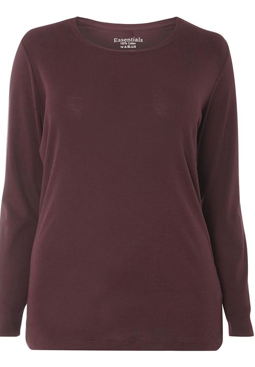 EVANS - Long Sleeve Easy Fit Top Red