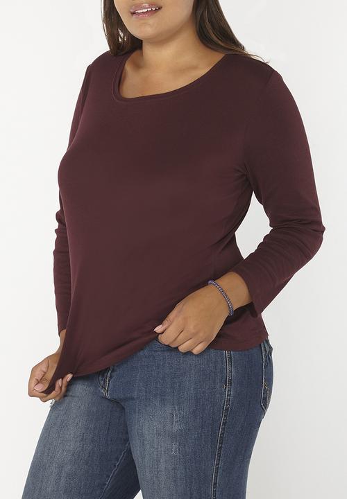 EVANS - Long Sleeve Easy Fit Top Red
