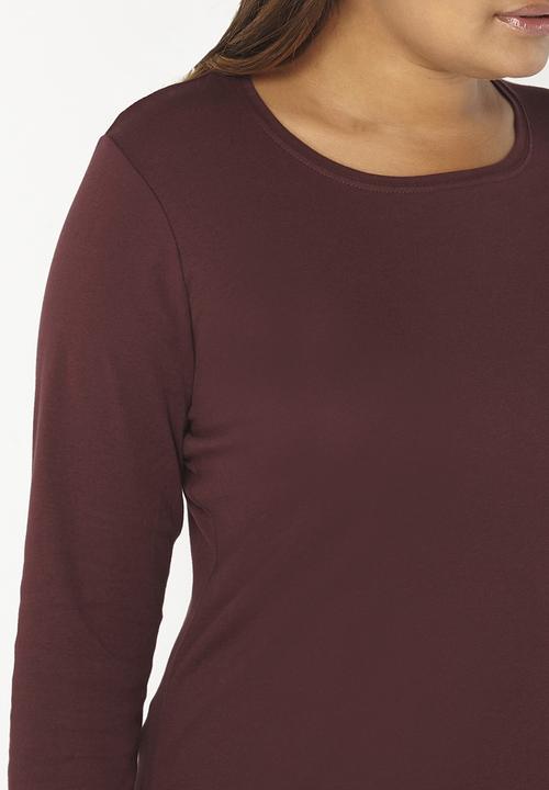 EVANS - Long Sleeve Easy Fit Top Red