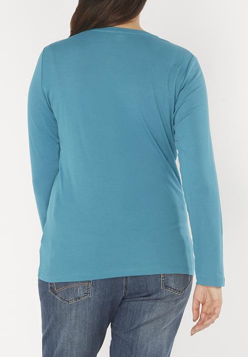 EVANS - Basic Long Sleeve Tee Aqua