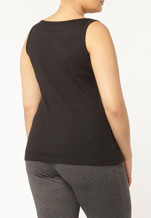 EVANS - 2 Pack Rib Vests Black and White