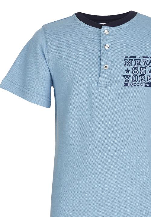 Rebel Republic - Henley Tee Blue