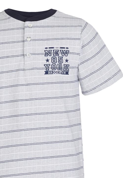 Rebel Republic - Henley Tee Blue and White
