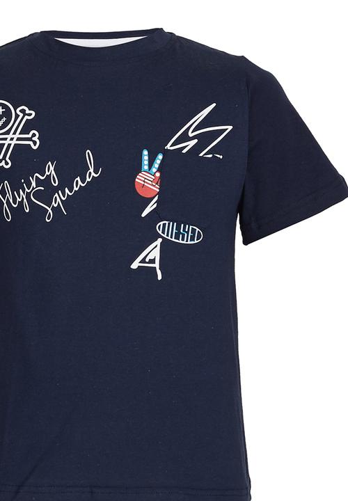 Rebel Republic - Slim Fit Printed T-shirt Navy