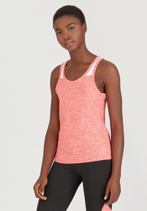 Lithe - Keyhole Vest with Mesh Inset Coral