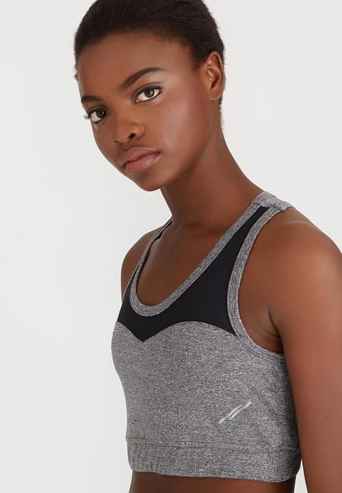 Lithe - Sporty Crop Top Black and Grey