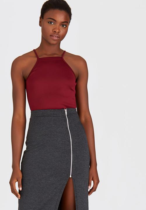 c(inch) - Square Neck Bodysuit Dark Red