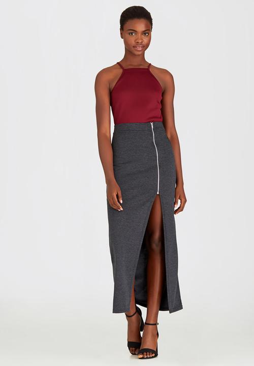 c(inch) - Square Neck Bodysuit Dark Red
