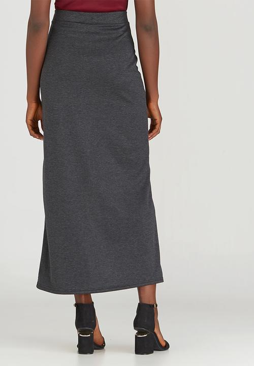 c(inch) - Zip Maxi Skirt Grey Melange