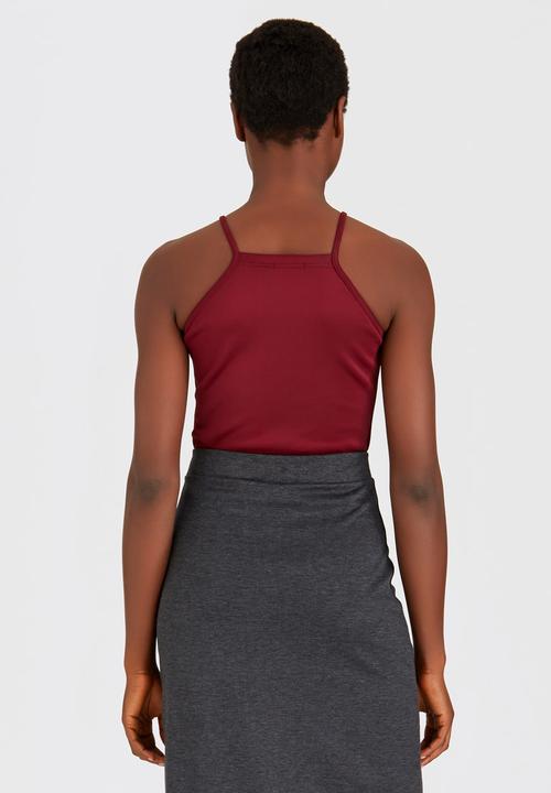 c(inch) - Square Neck Bodysuit Dark Red