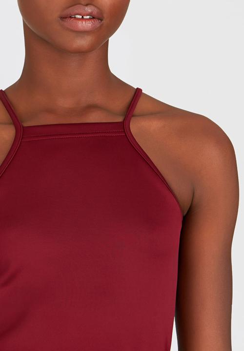 c(inch) - Square Neck Bodysuit Dark Red