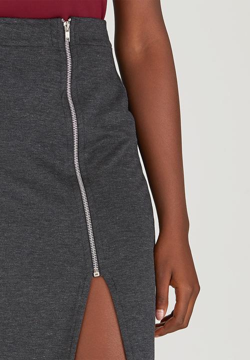c(inch) - Zip Maxi Skirt Grey Melange