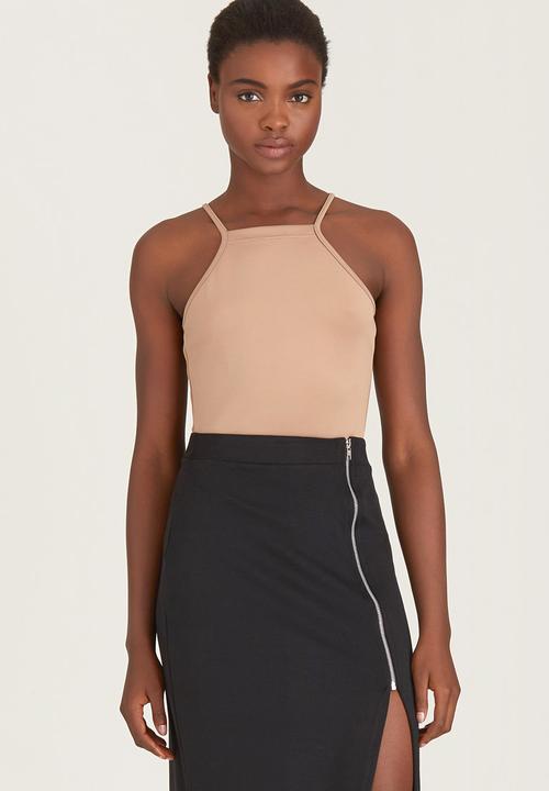 c(inch) - Square Neck Bodysuit Camel