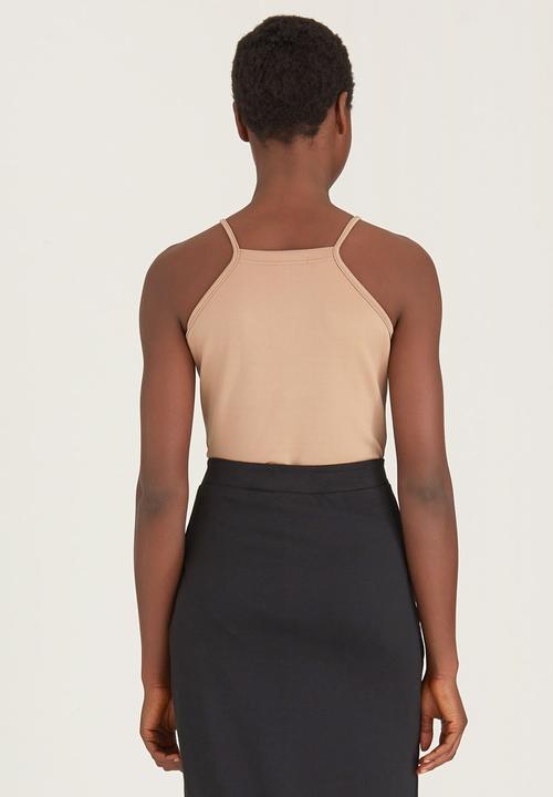 c(inch) - Square Neck Bodysuit Camel