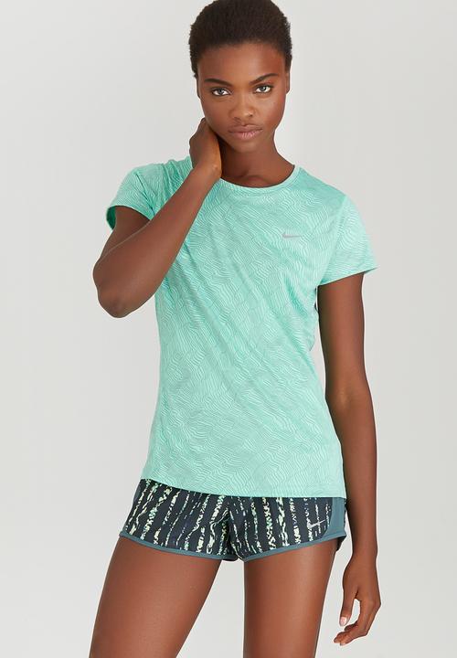 Nike - Nike Dry Miler Running Printed Crew Tee Mid Green