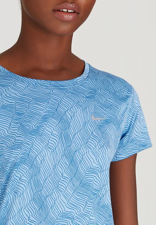 Nike - Nike Dry Miler Running Printed Crew Tee Pale Blue