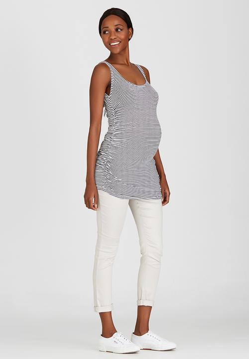 Cherry Melon - Side Gauge Tank Top Black and White
