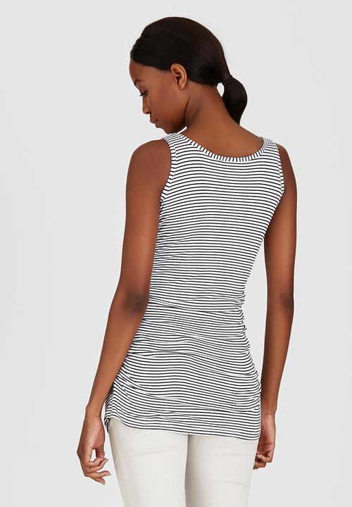 Cherry Melon - Side Gauge Tank Top Black and White