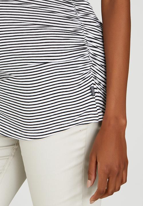 Cherry Melon - Side Gauge Tank Top Black and White