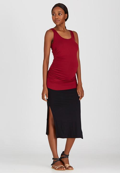 Cherry Melon - Side Gauge Tank Top Dark Red