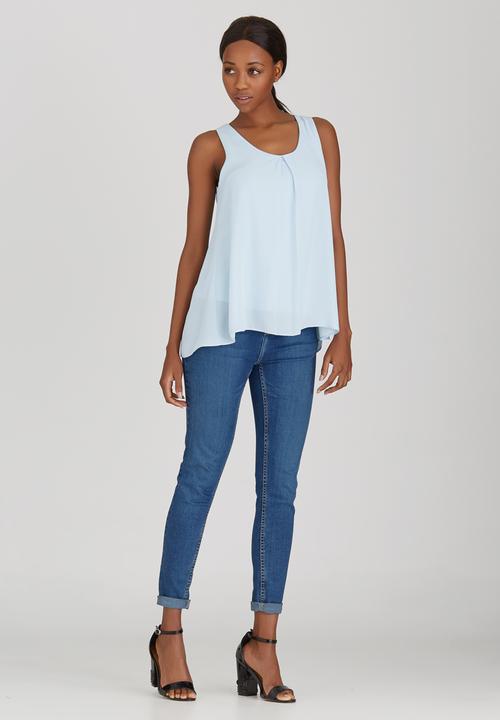edit - Woven Knit Combo Cami Pale Blue
